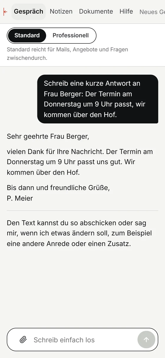 Dieselbe Arbeitsfläche am Handy